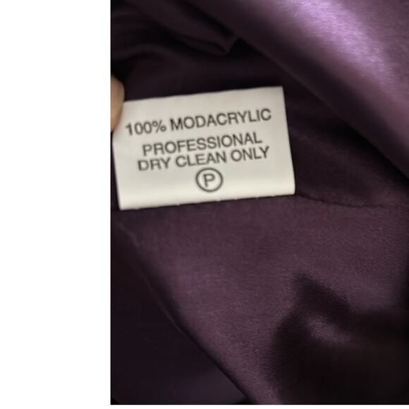 ANGIE Purple & Gray Boho Pleated Floral Retro Style Velour Peacoat Size M - Picture 7 of 8